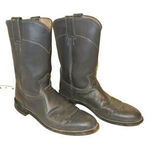 Diamond J Charcoal Gray Leather Cowboy Boots  Style 3056L Western Men size 8.5 B